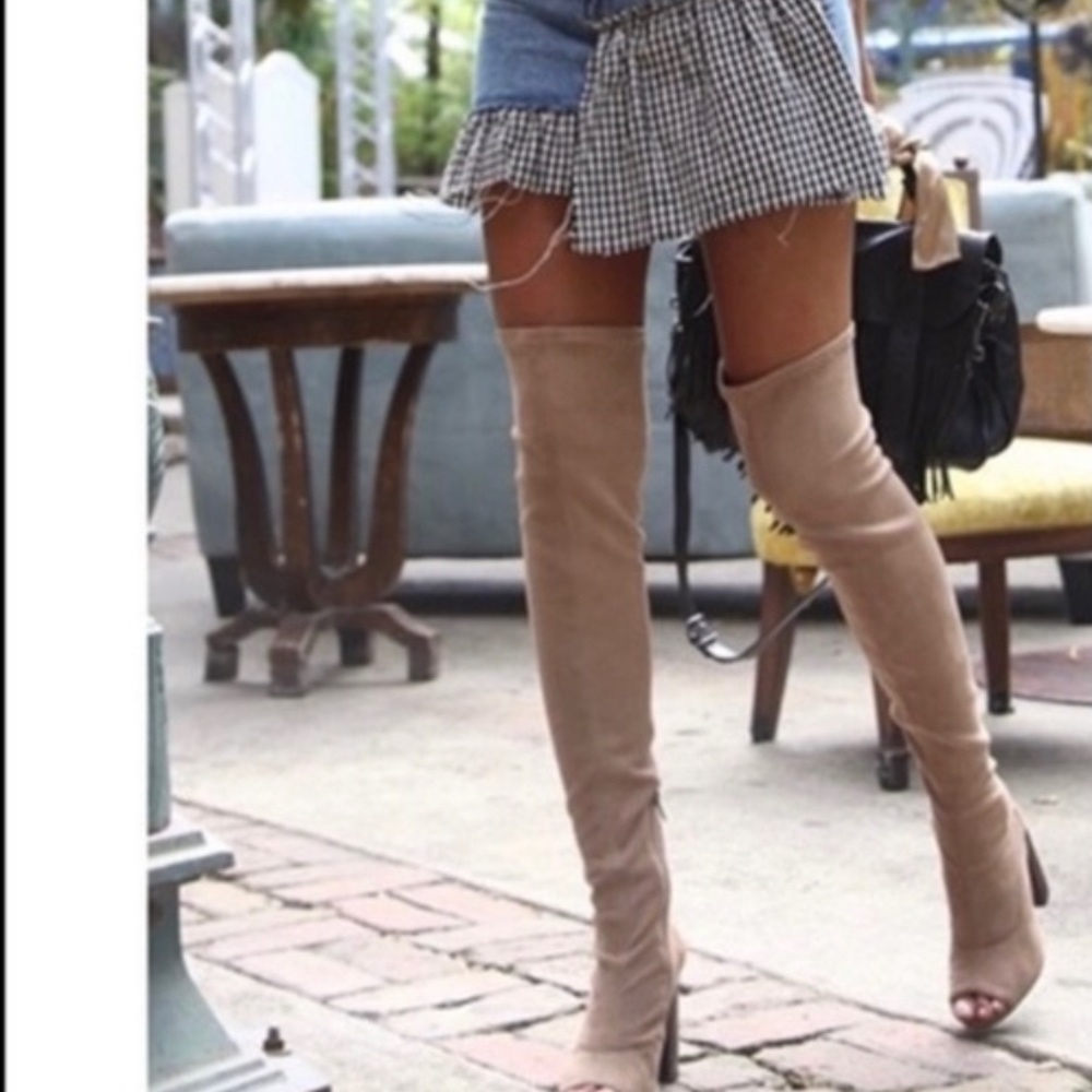 Reduced! Mia Over the Knee Suede Open Toe Boot~7